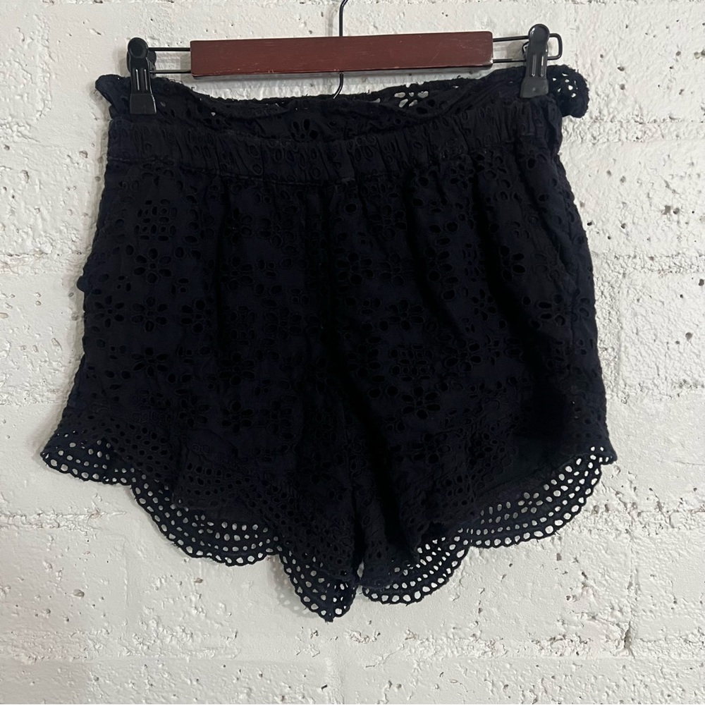 Winston White Womens Shorts S Black Eyelet Lined Elastic Waist V7
